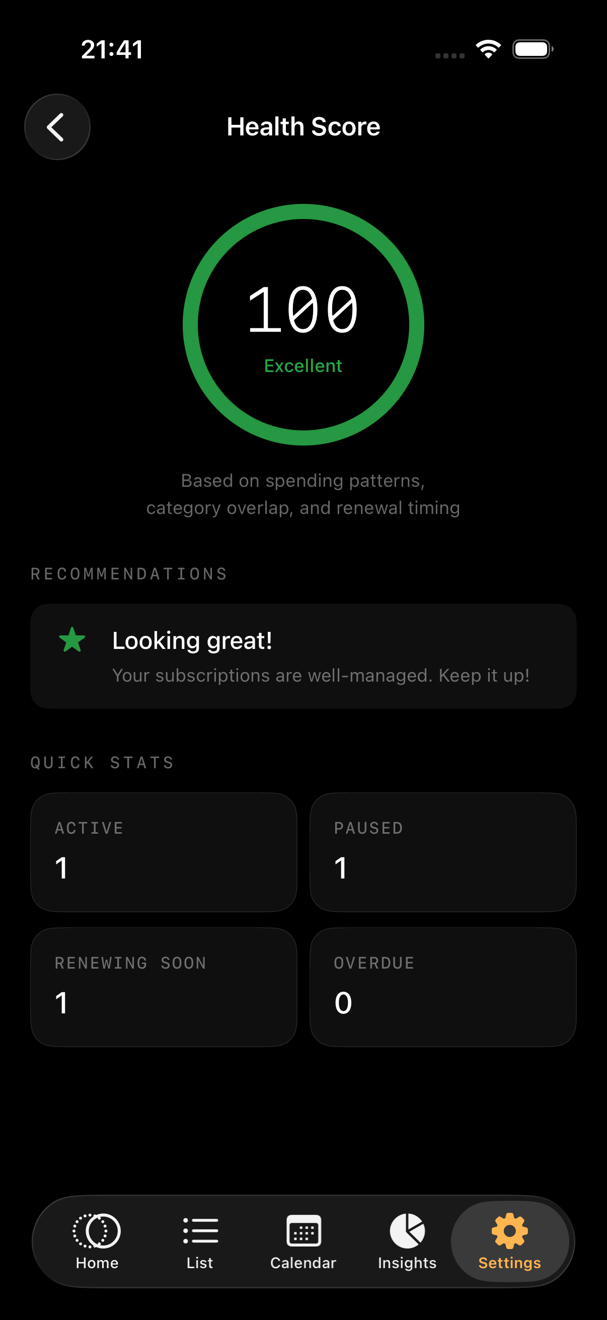 MurphSignal subscription health score and recommendations